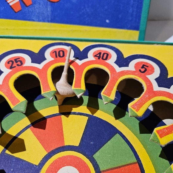 Vintage Wesback‎ Spinning Top Game Vibrant Cardboard Wood Spinner - Picture 4 of 9